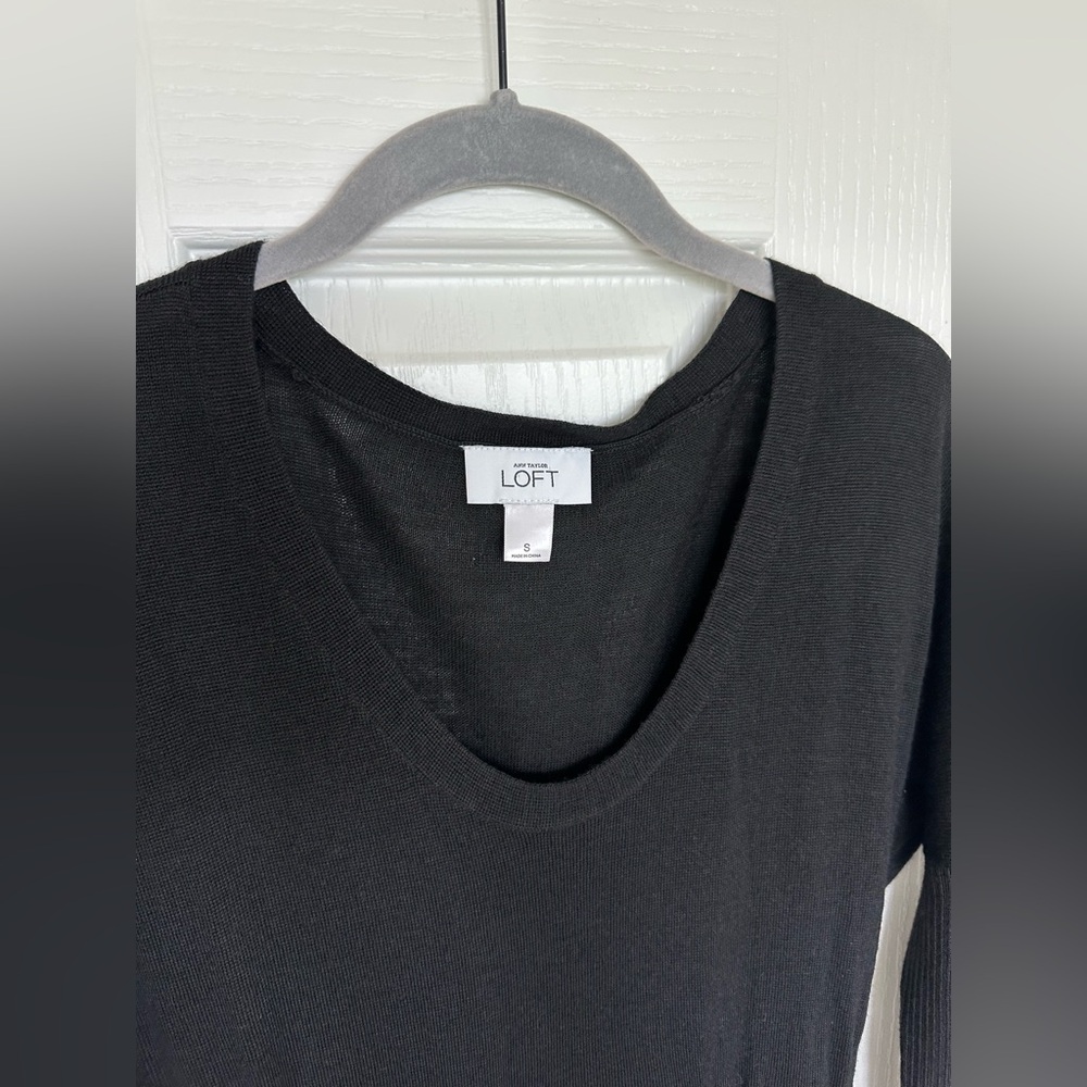 LOFT Black Long Sleeve Sweater Dress - Picture 2 of 3